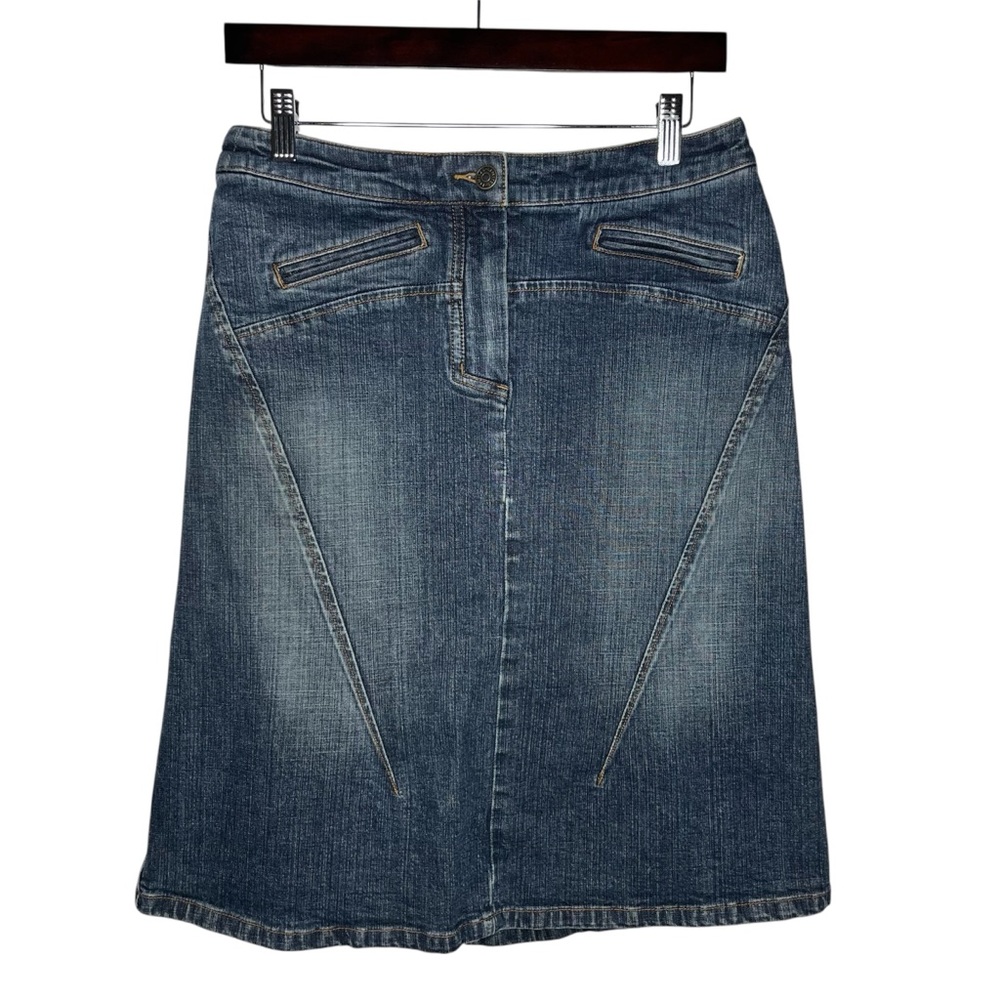 Y2K Vintage The Limited Dark Diagonal Seam Wash Knee Length Midi Skirt